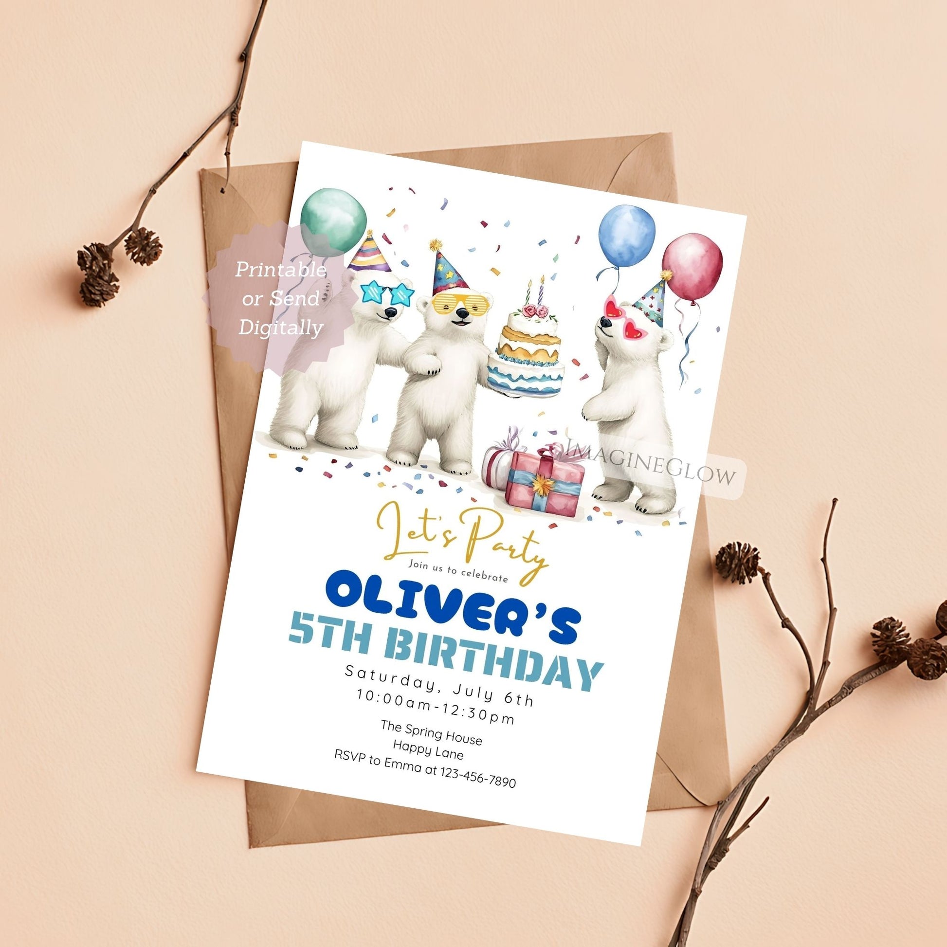 kids winter birthday invitation
