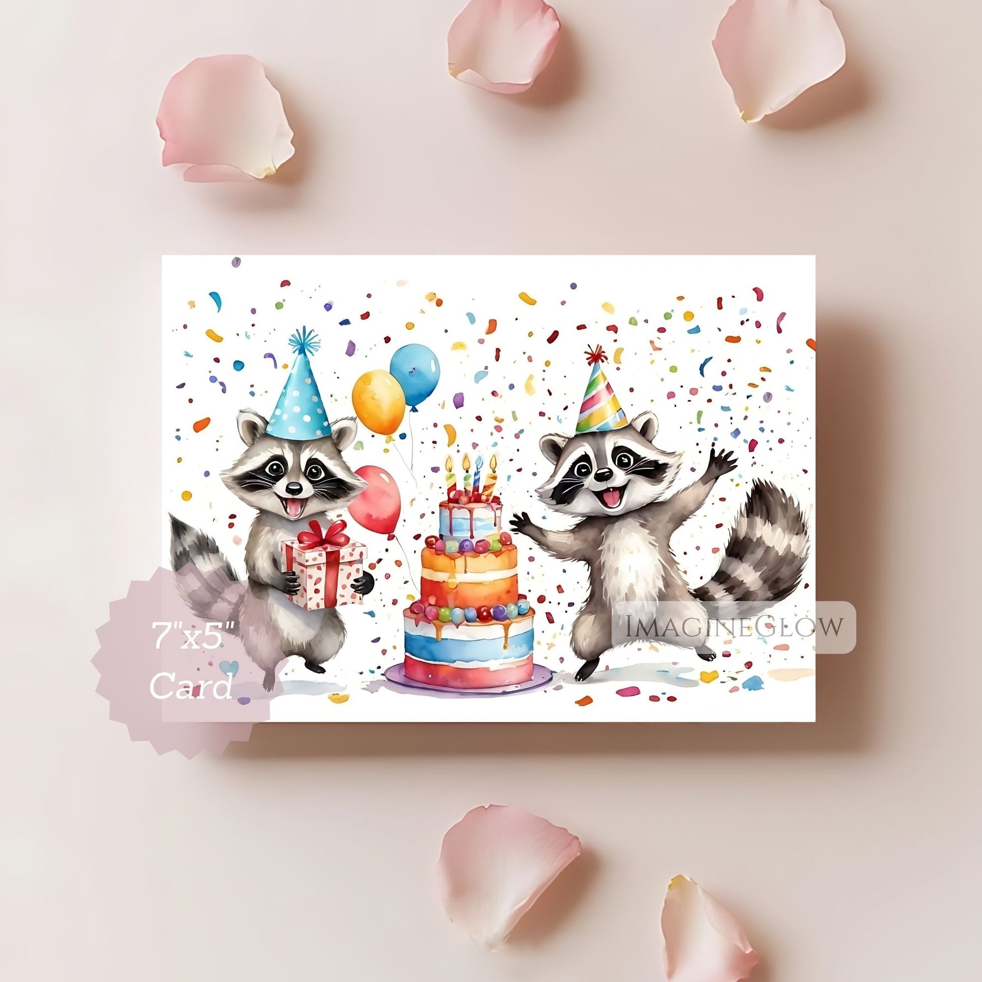 woodland animal birthday card
kids raccoon birthday card
