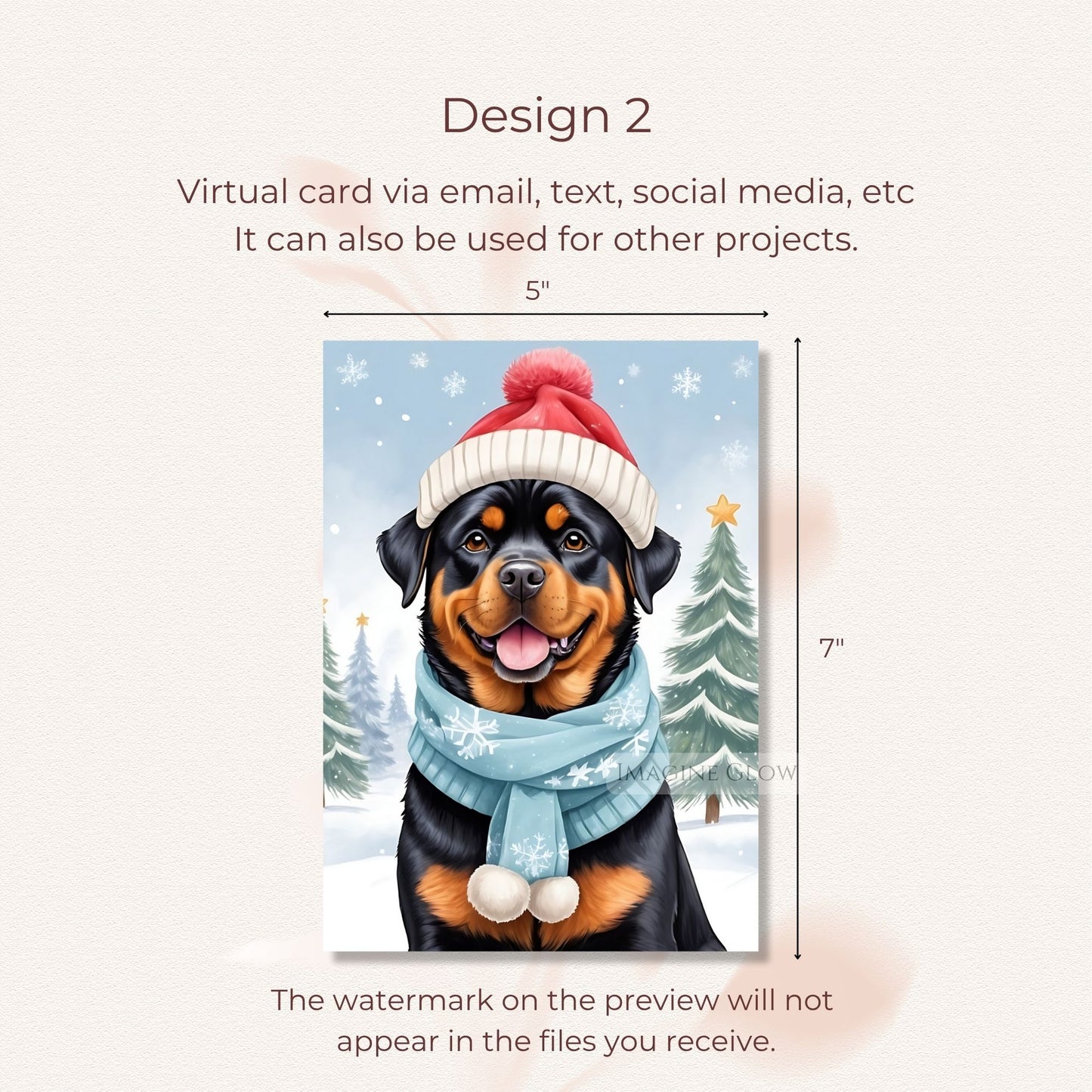 christmas card with rottweiler dog design