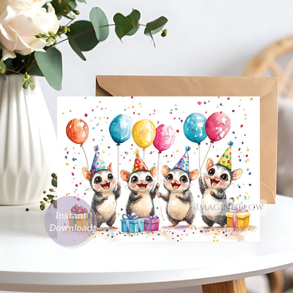 sugar glider birthday card cute animal design
printable sugar glider birthday greeting card

