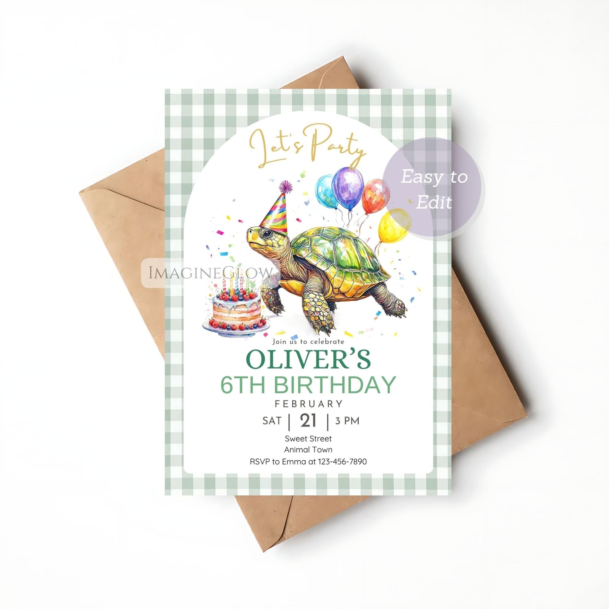 turtle birthday invitation
cute turtle party invite
