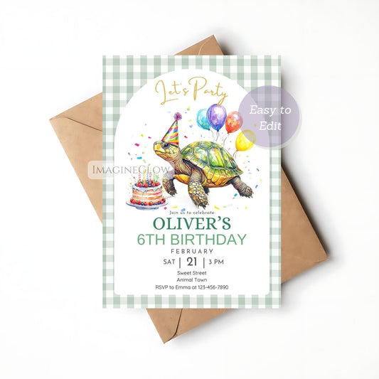 turtle birthday invitation
cute turtle party invite
