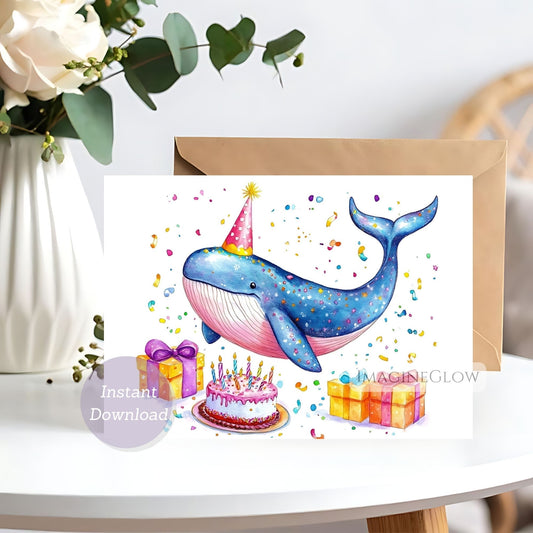 whale birthday card
cute whale greeting card
