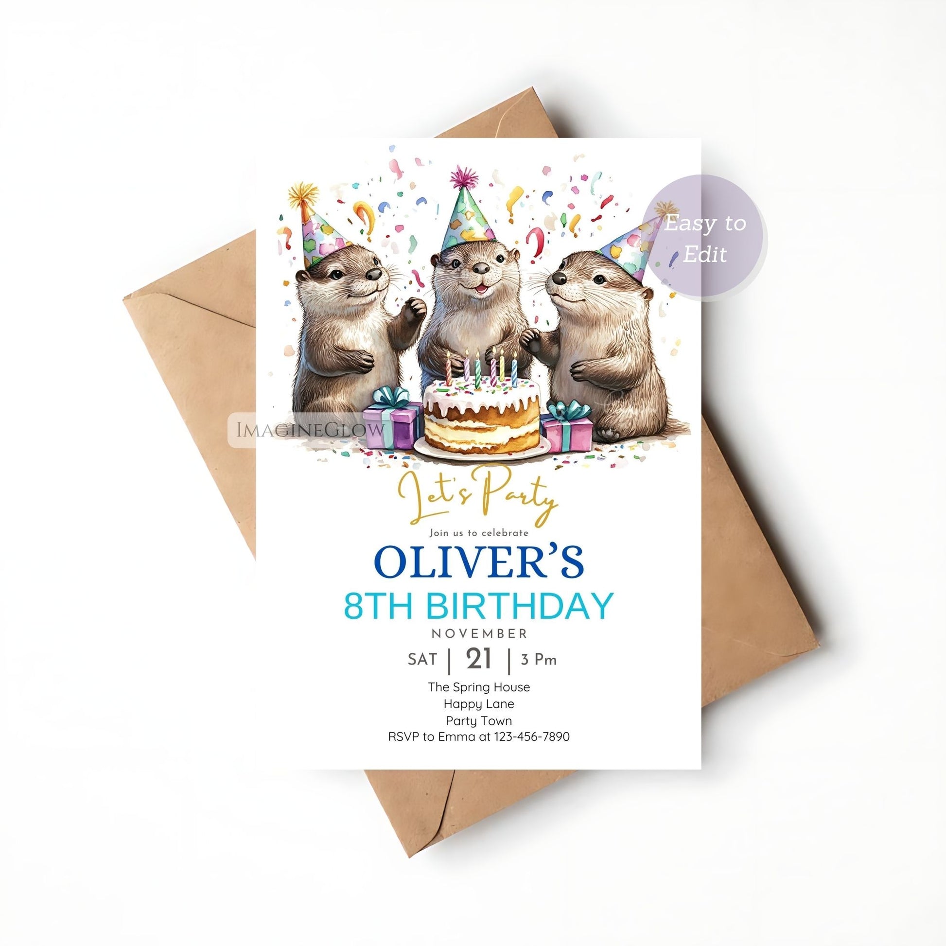 Printable Otter Party Invitation - Water Animal

