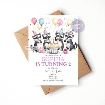 Printable Woodland Skunk Party Invitation
