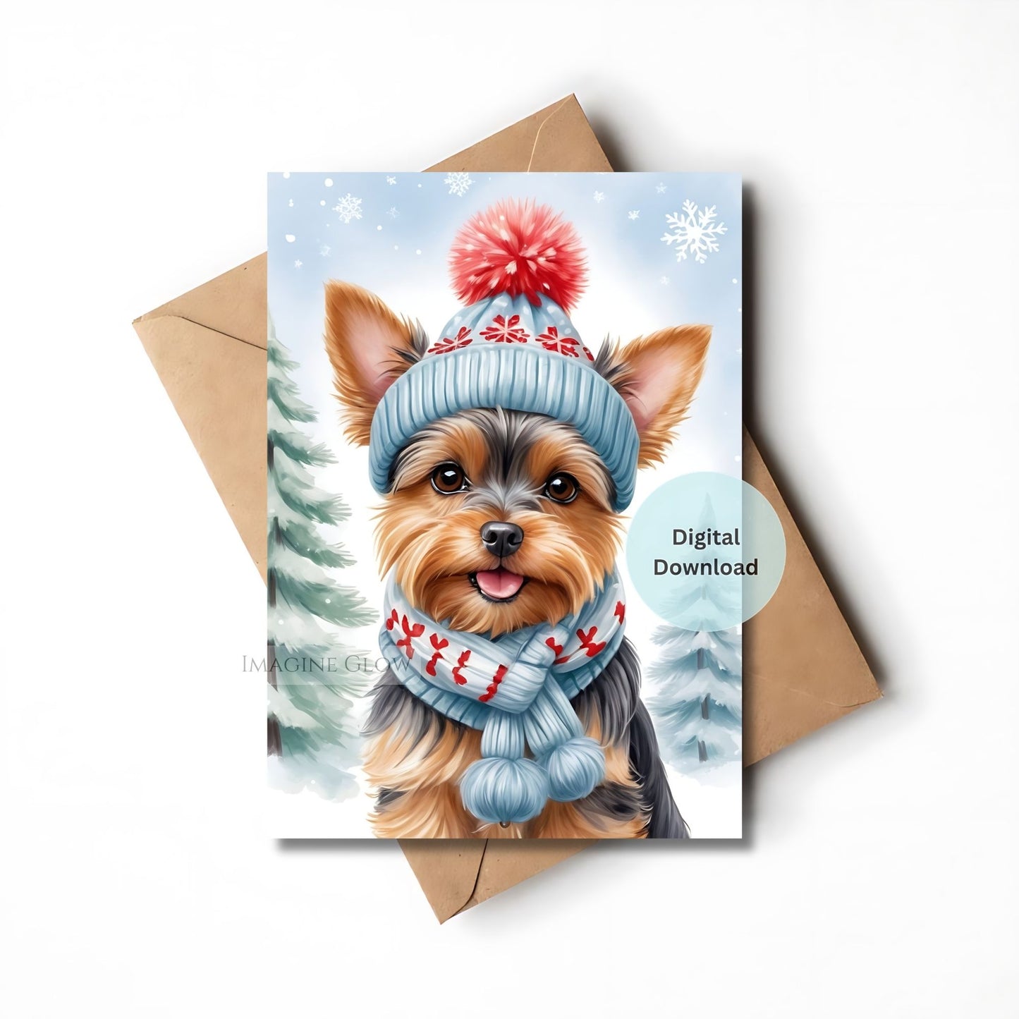 yorkshire terrier christmas card cute yorkie design
