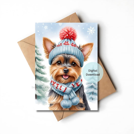 yorkshire terrier christmas card cute yorkie design
