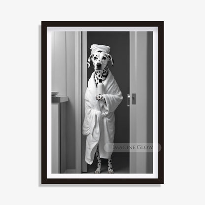 Monochrome Dalmatian wall art for bathrooms
