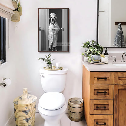 Humorous Dalmatian bathroom wall art for dog lovers
