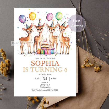 Cute forest animal party invite printable
