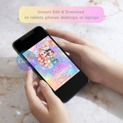 kpop anime birthday invitation
