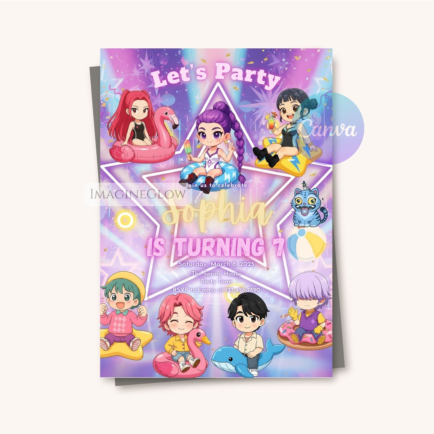 anime beach birthday invitation
kpop anime swim party invite
