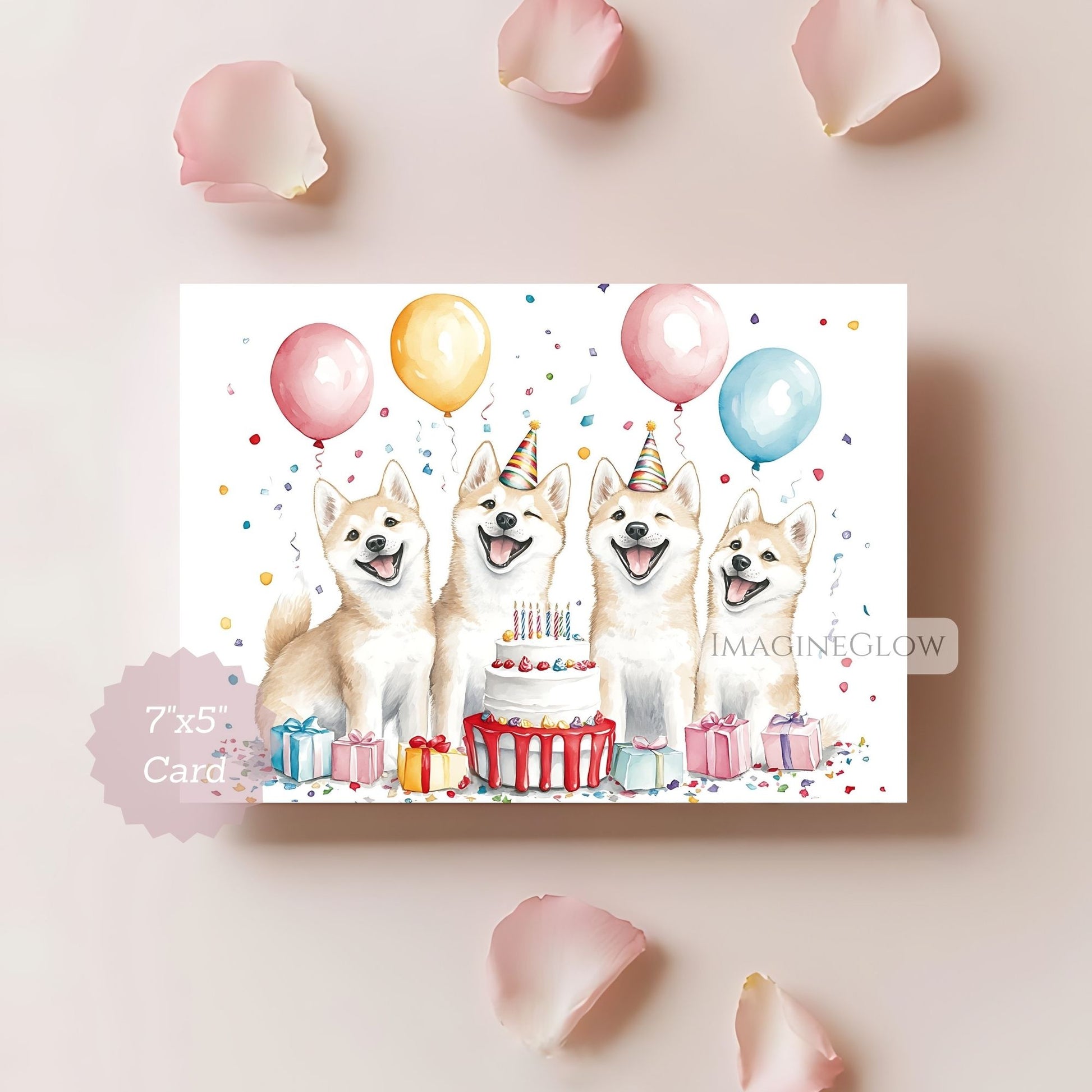 loyal dog birthday card
cute akita dog printable card

