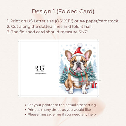 bulldog dog christmas card printable
