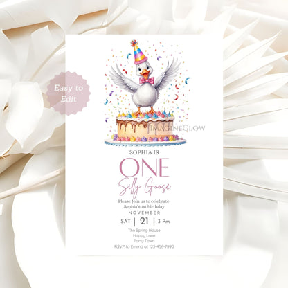 Customizable goose theme first birthday
