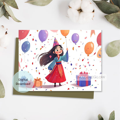 Asian inspired birthday card
digital download Mulan card
