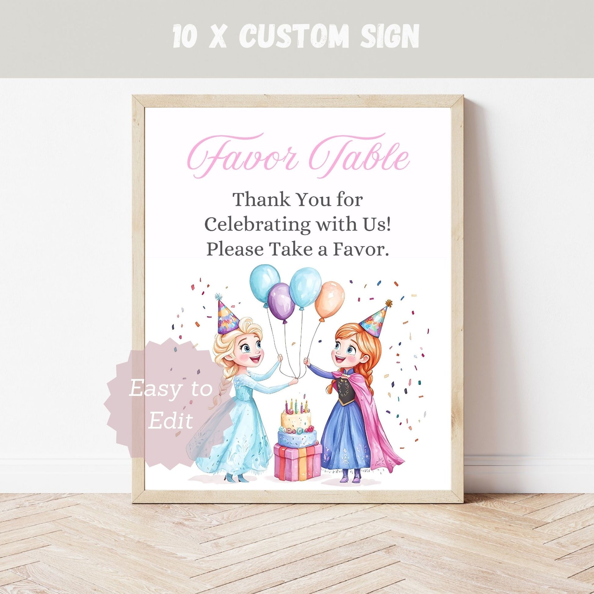 Canva editable Frozen party set
