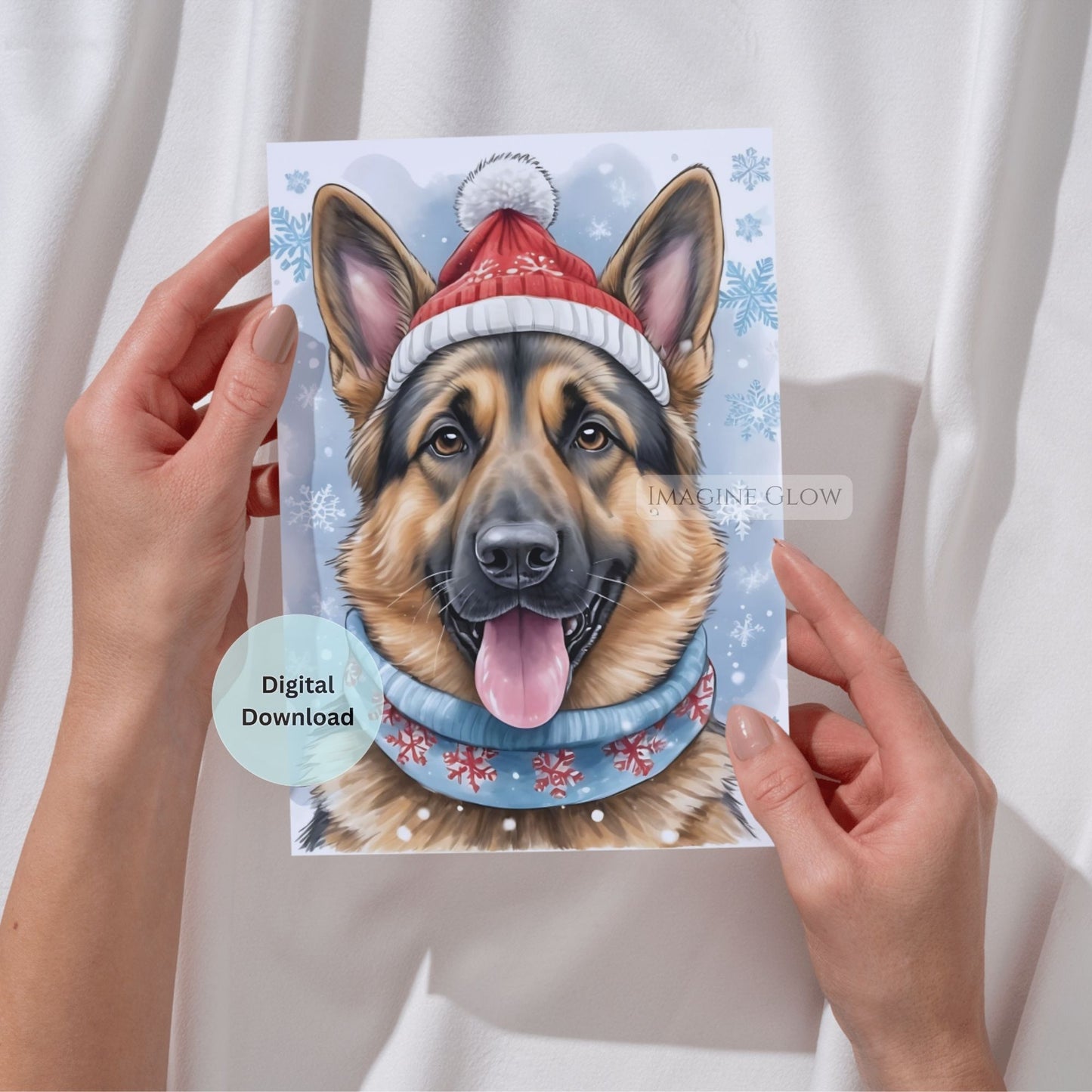 german shepherd christmas card festive design
cute gsd holiday greeting card printable
digital german shepherd christmas card
adorable gsd christmas card for dog lovers
