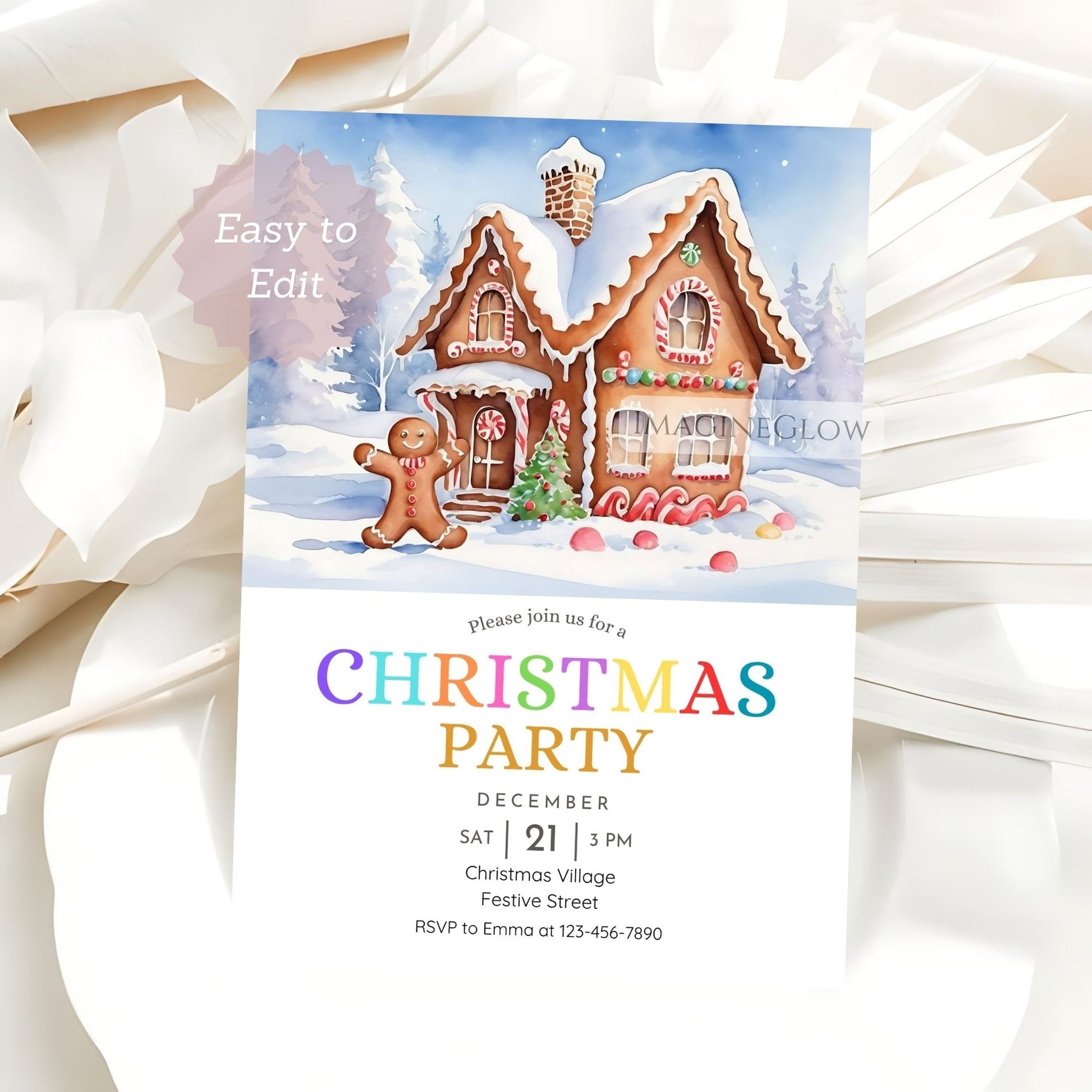 gingerbread christmas party invitation printable
