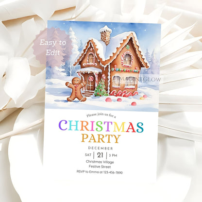 gingerbread christmas party invitation printable
