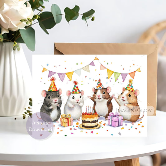 Hamster birthday card digital download
Printable hamster birthday greeting
