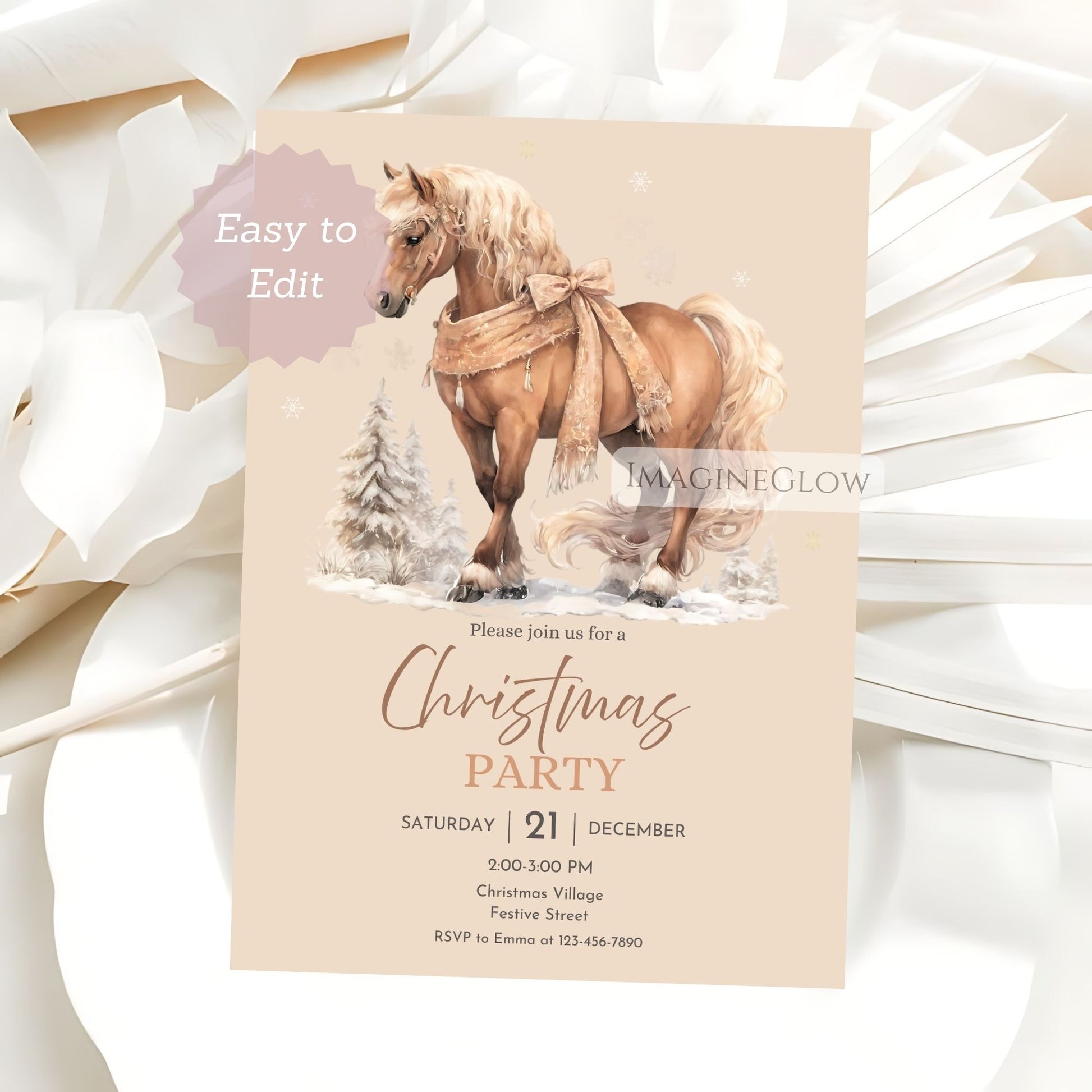 horse christmas party invitation template
