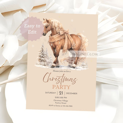horse christmas party invitation template
