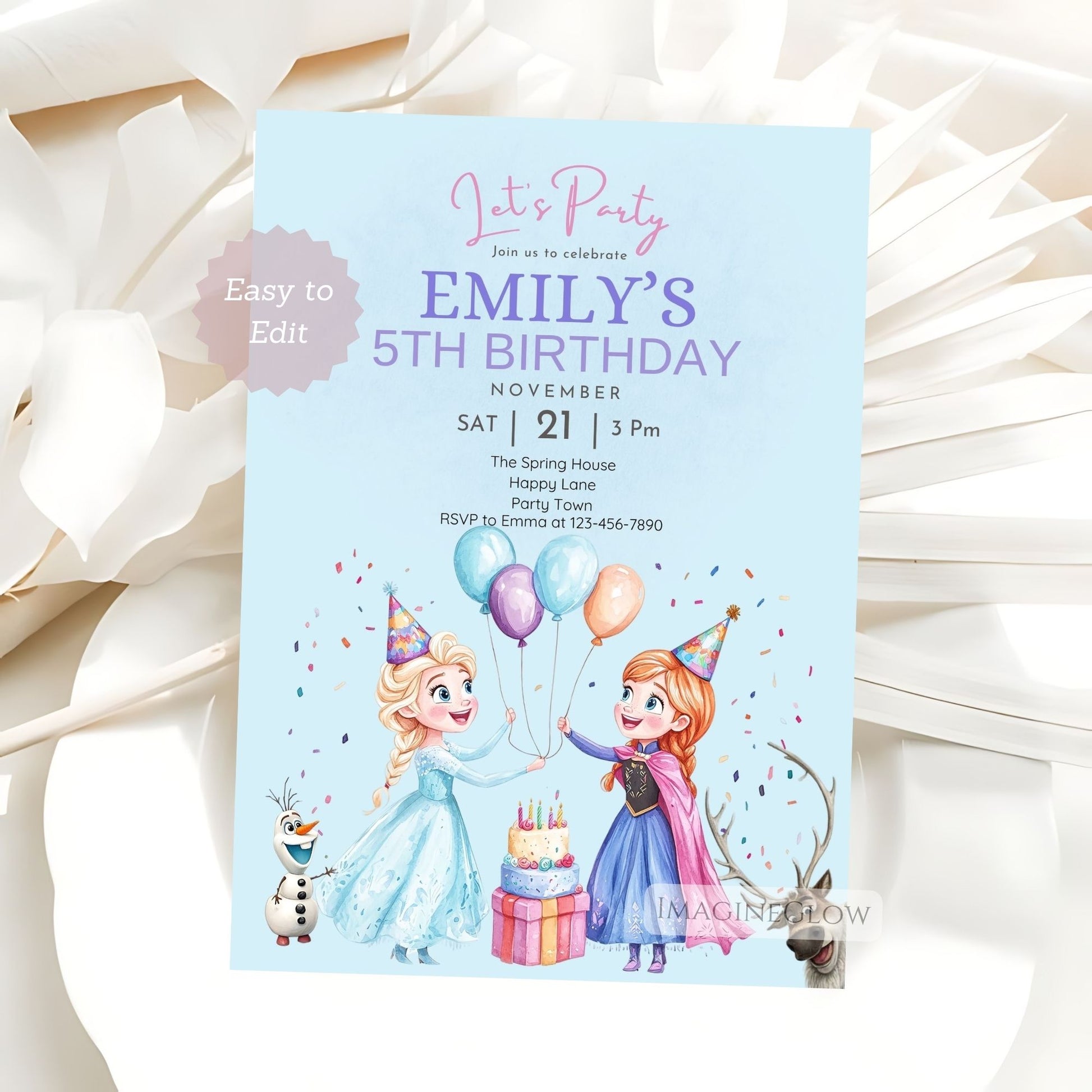 anna elsa olaf sven party invite
