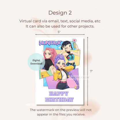 birthday card kpop demon hunters design
printable kpop anime party card