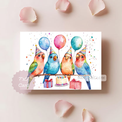 lovebird birthday card
parrot lover birthday card
cute bird couple birthday card
