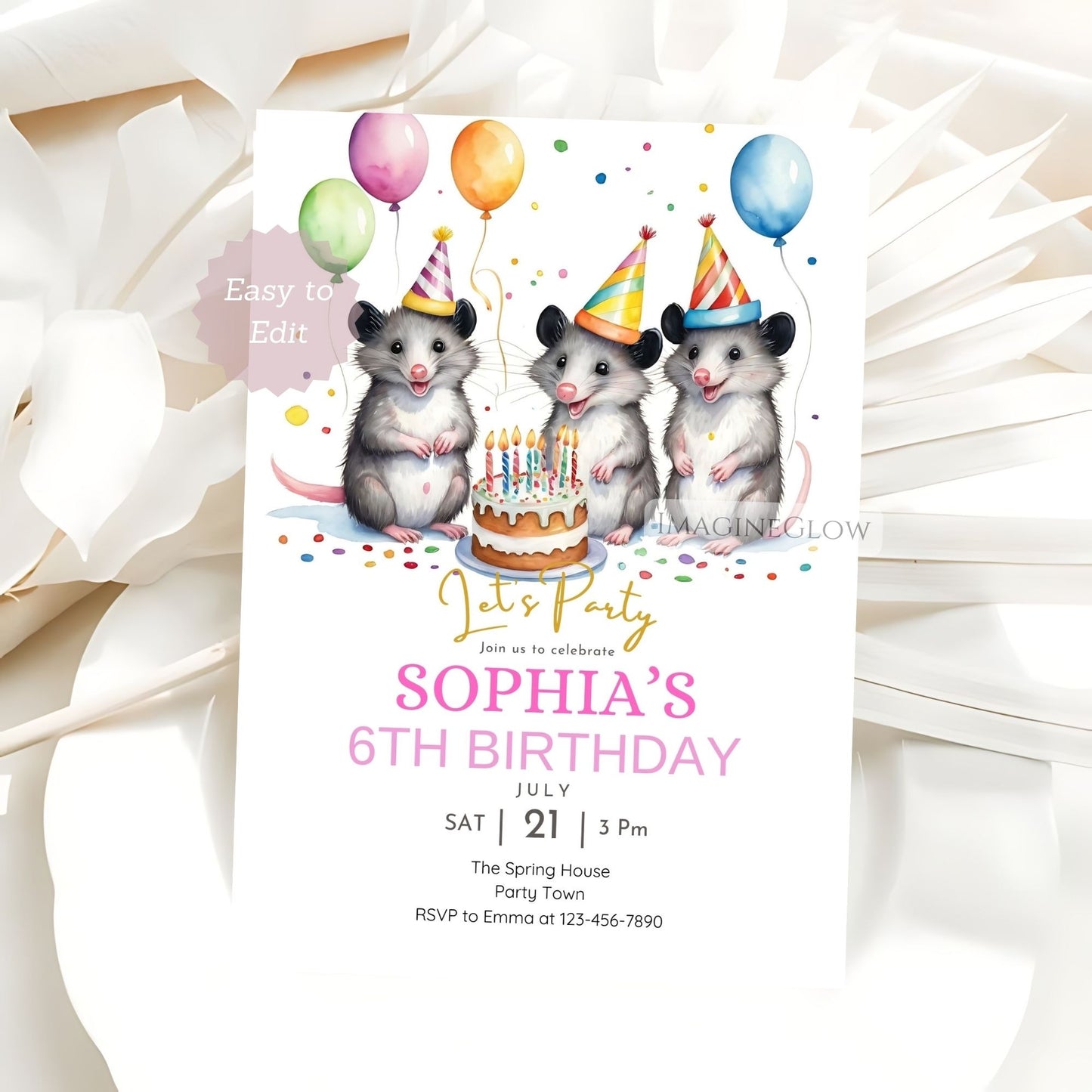 unique small animal birthday invitation template

