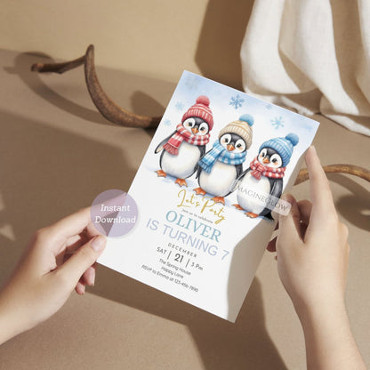 printable penguin birthday card for boys and girls
cute penguin birthday invitation design for kids