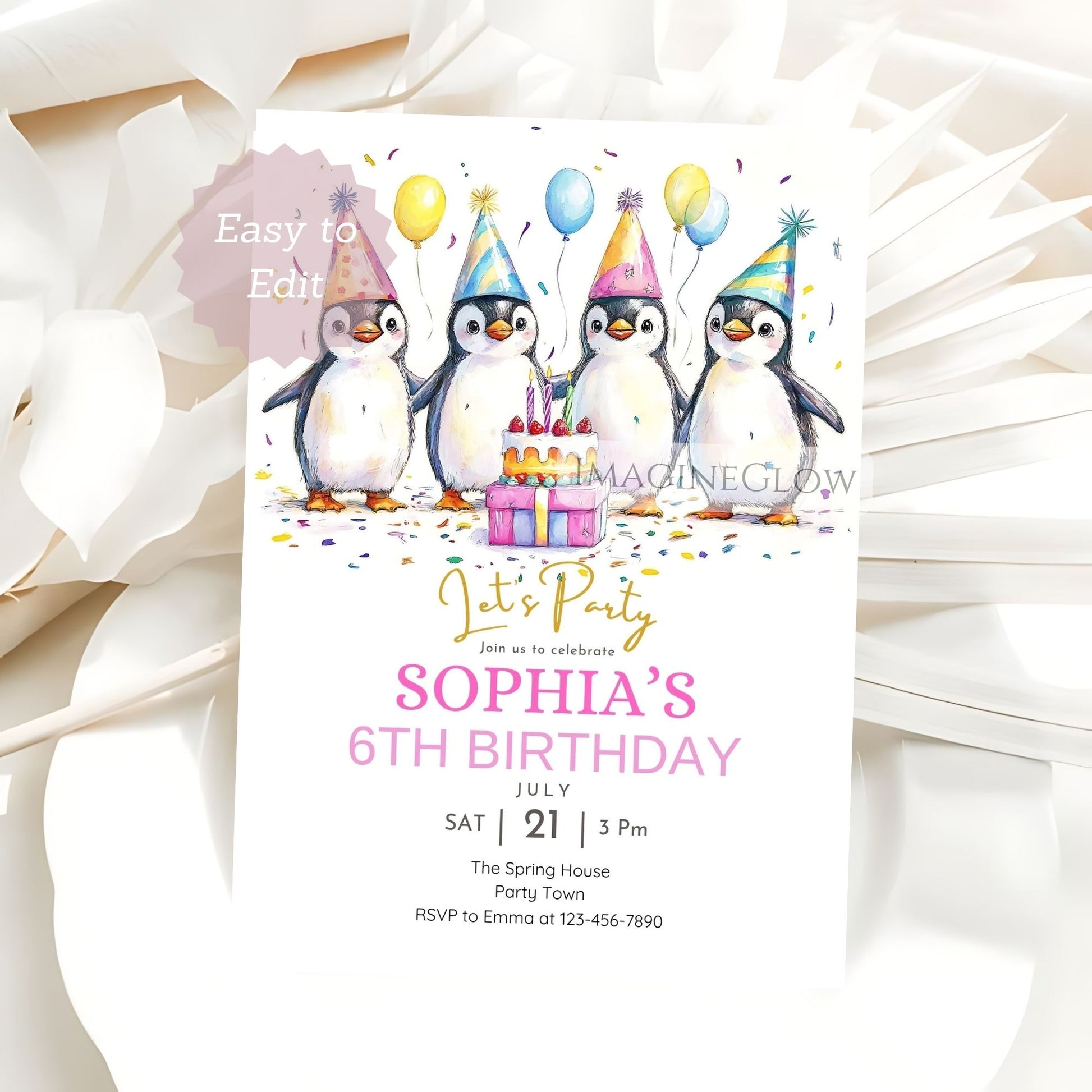 digital penguin birthday card printable
