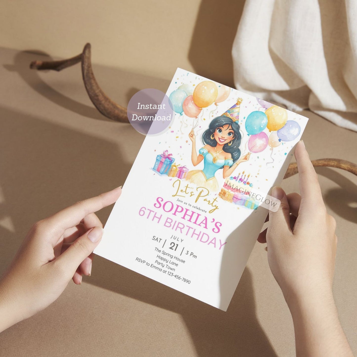 Aladdin birthday party invitation for little adventurers
