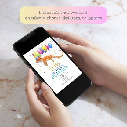 lizard birthday party invite printable
editable gecko birthday invitation
