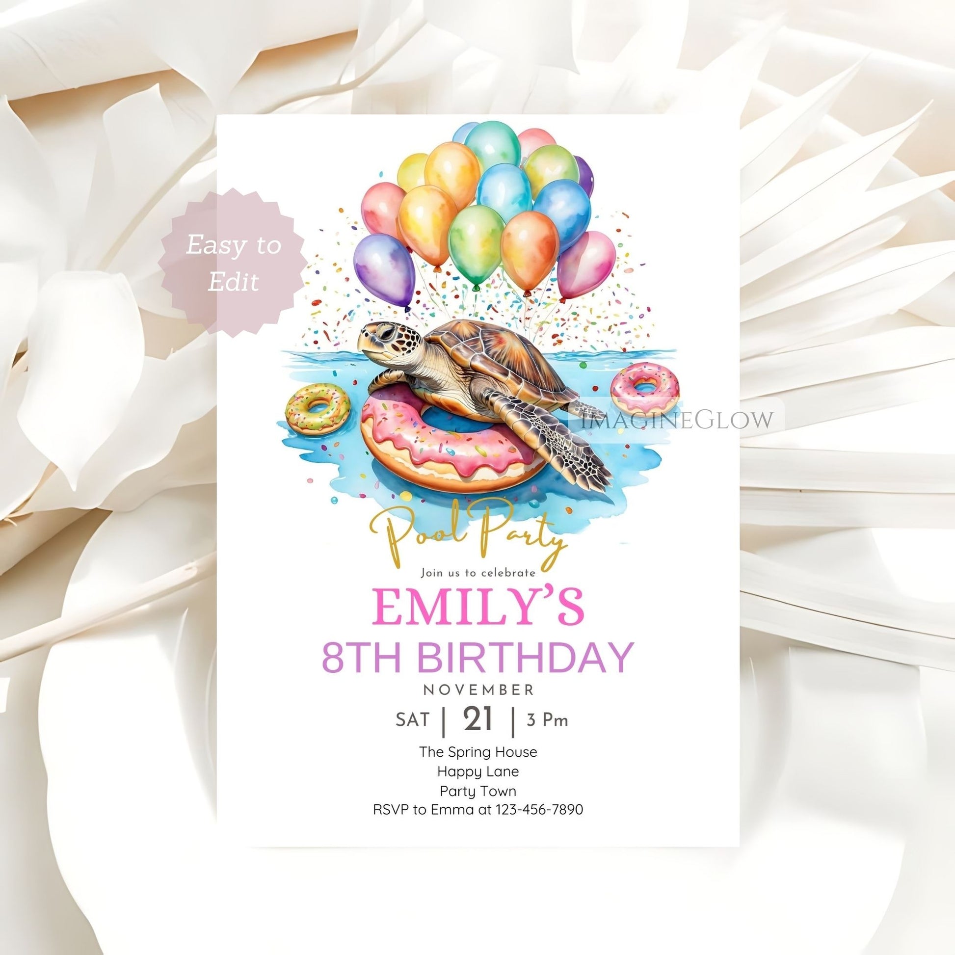 Sea turtle birthday invitation for kids
