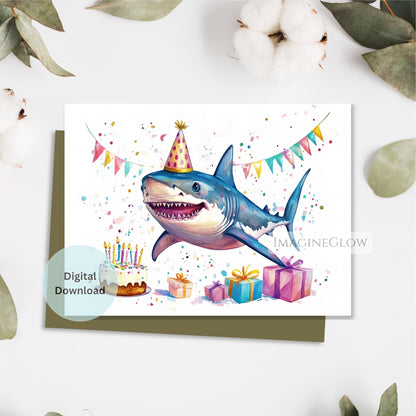 Shark birthday card printable
Ocean animal birthday card
Fun shark greeting card
