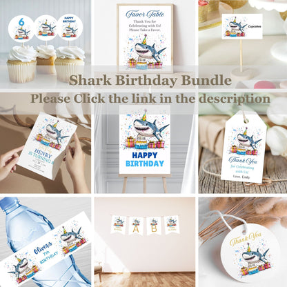 Shark Birthday Invitation - Ocean Theme Party Invite Template - Under The Sea Birthday Party
