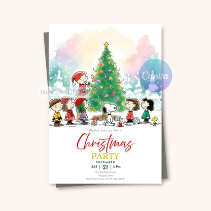 snoopy christmas party evite
