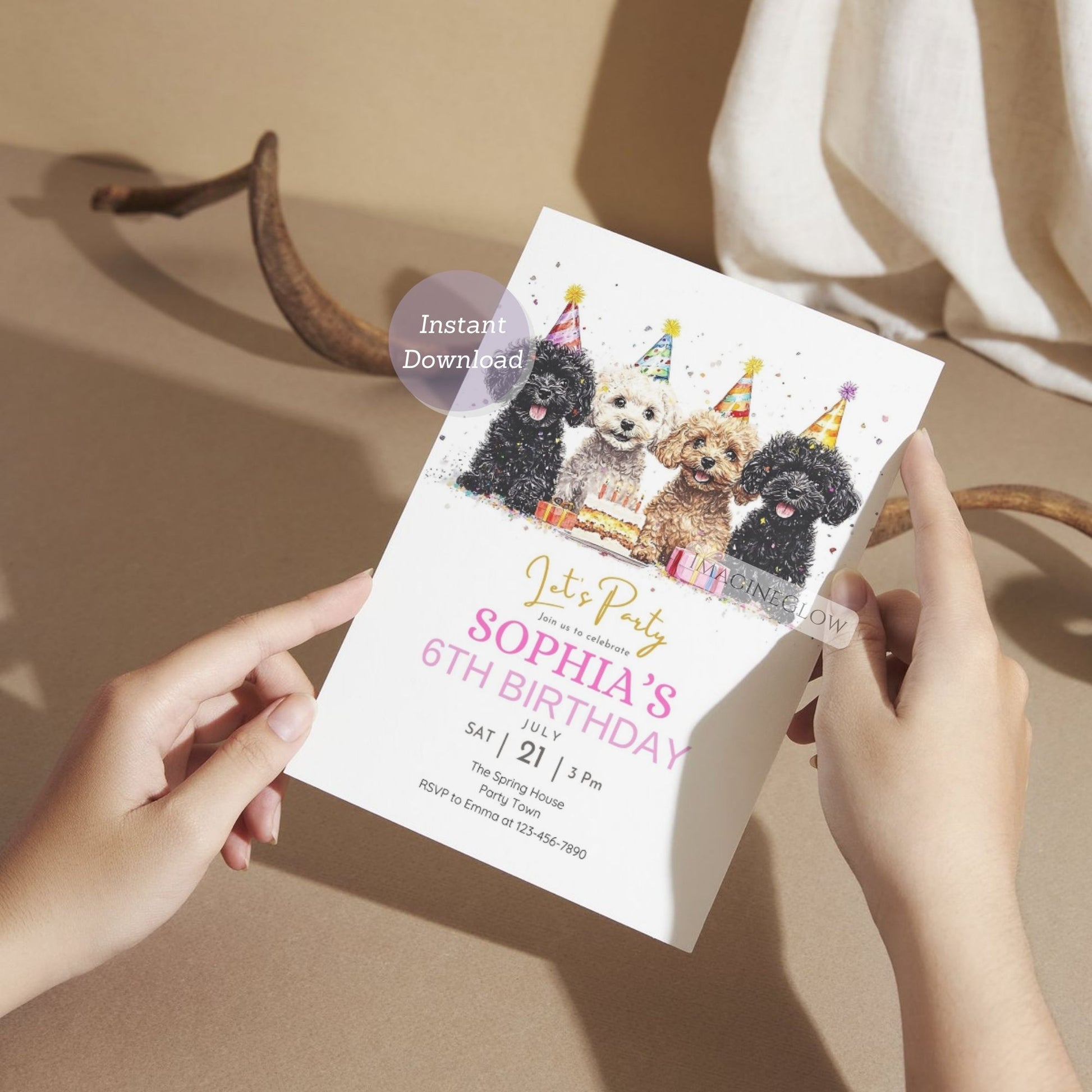 puppy pawty invite for kids
customizable dog lover invitation
