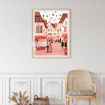 Digital romantic Valentine’s town wall art
