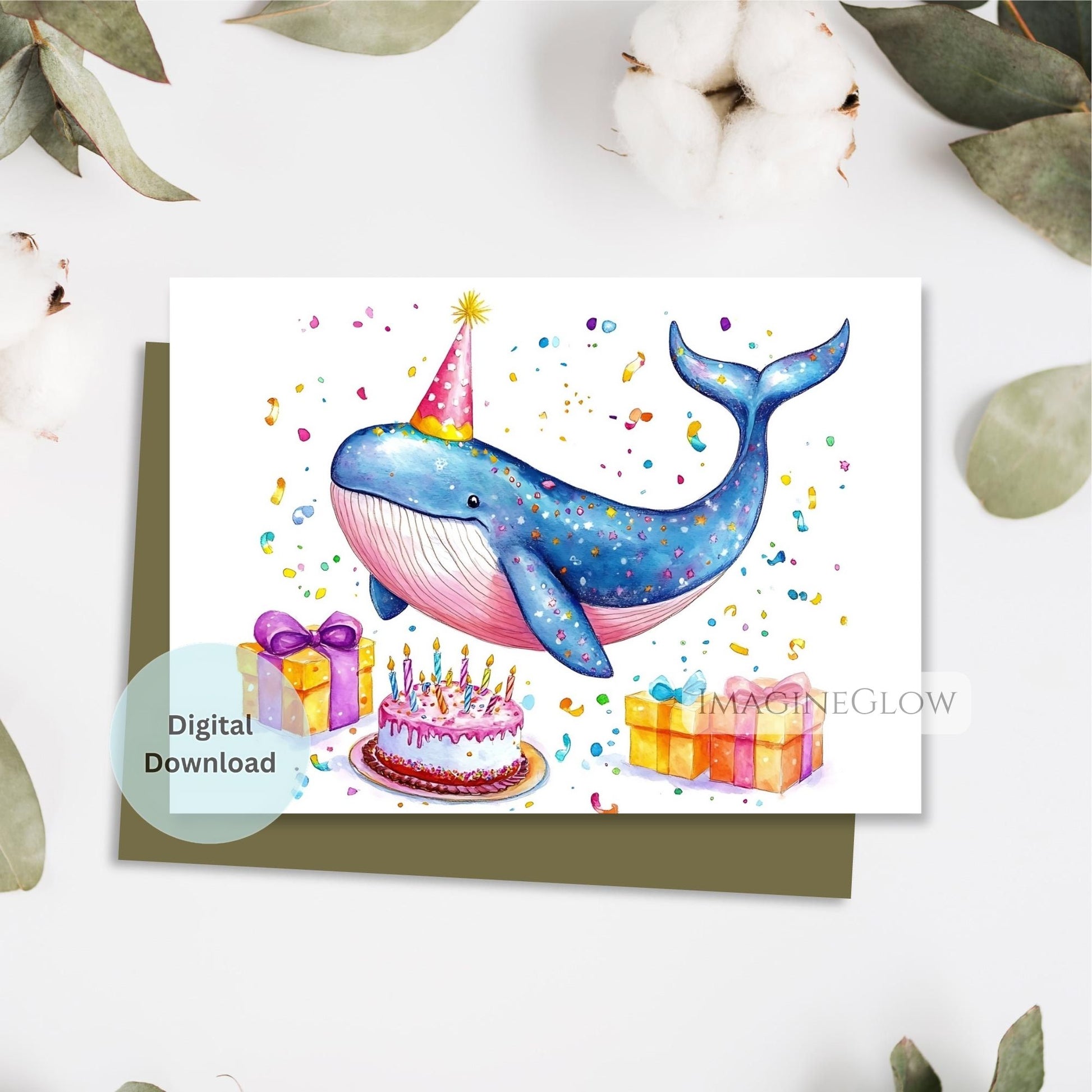 printable whale birthday card
digital whale card
ocean whale birthday card
kids whale birthday card
marine life whale card
