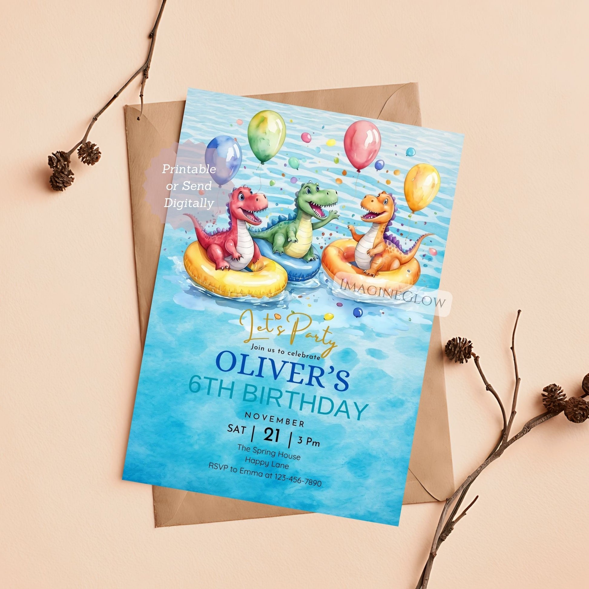 printable dinosaur summer birthday card
cute dinosaur birthday evite
