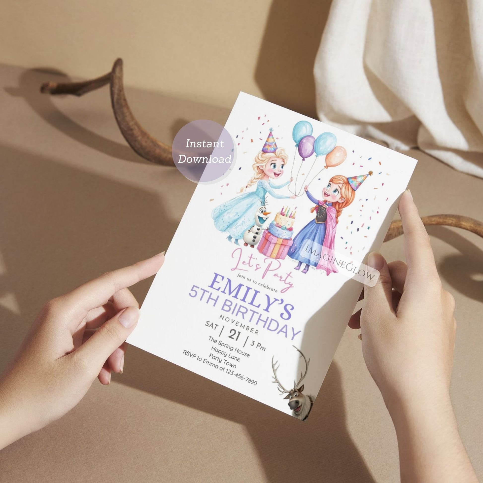 girl frozen birthday invite
printable elsa anna party card
