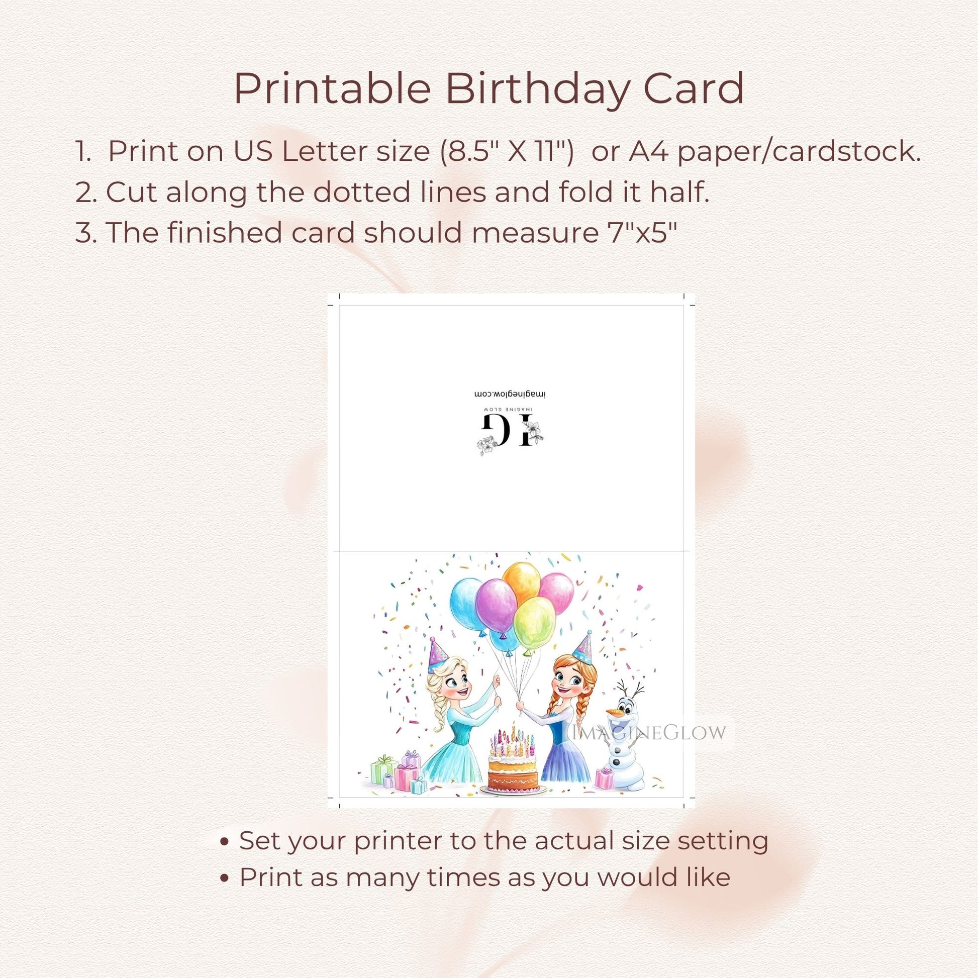 Disney princess Frozen birthday card for children
Frozen themed birthday greeting card for party