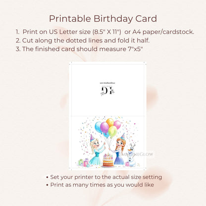 Disney princess Frozen birthday card for children
Frozen themed birthday greeting card for party