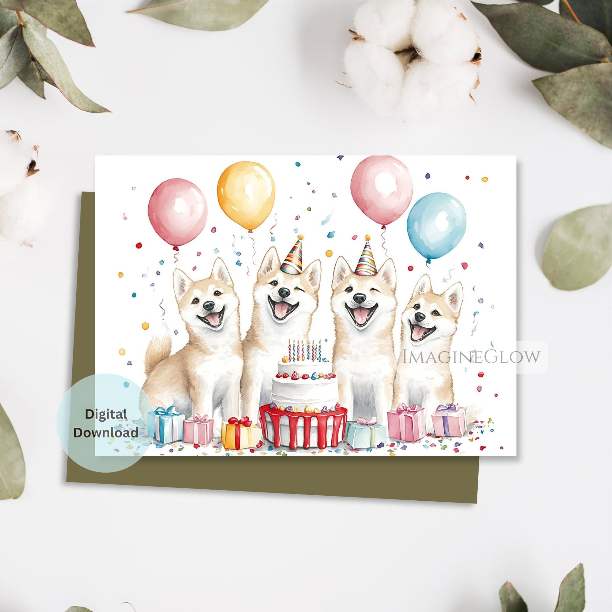 dog lover birthday card
japanese akita dog card
