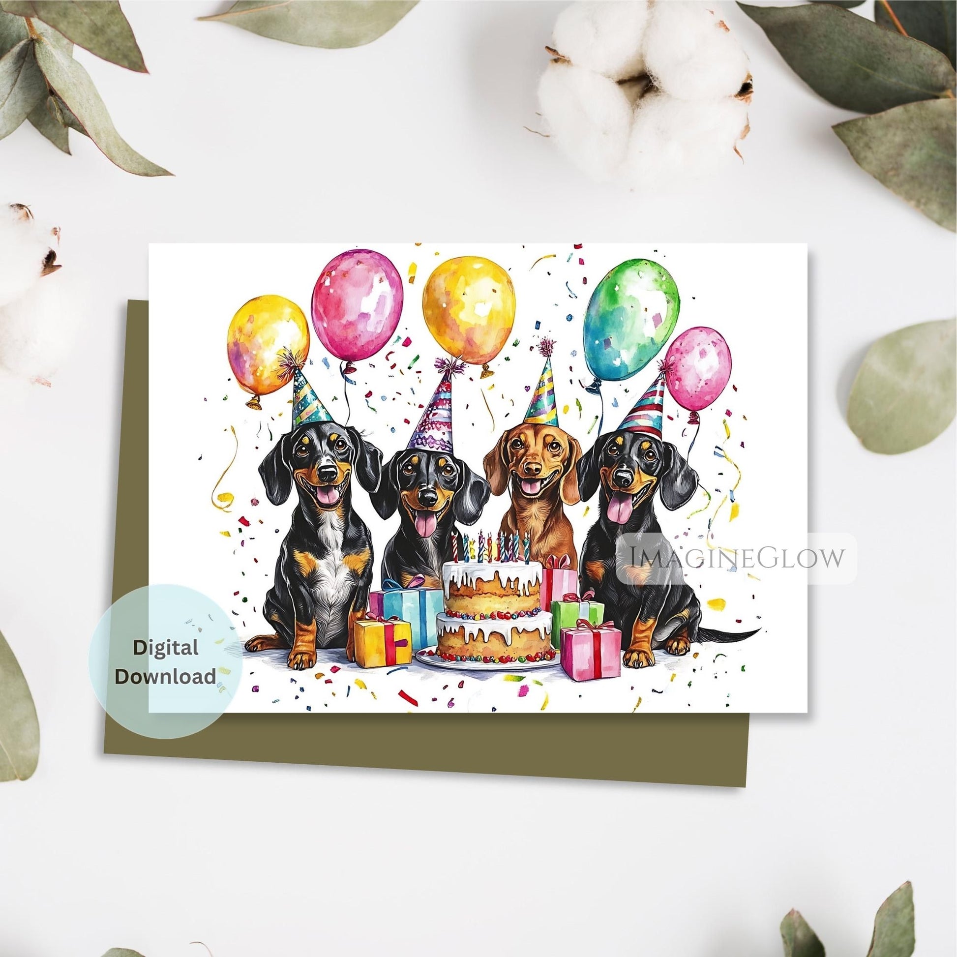 dog-themed birthday card digital
dachshund lover greeting card
