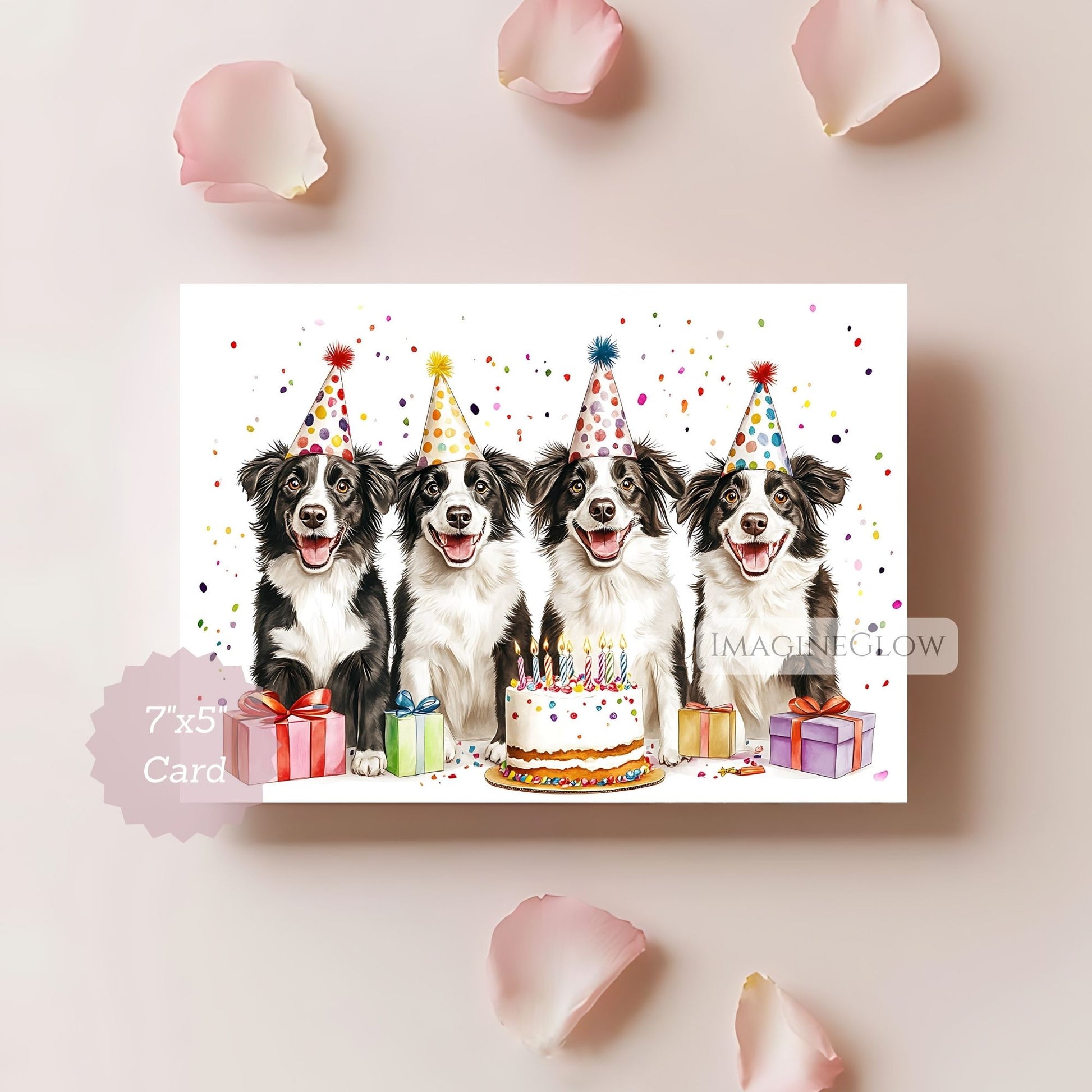 cute dog birthday printable
digital dog birthday card
border collie greeting card
birthday card for border collie owner
