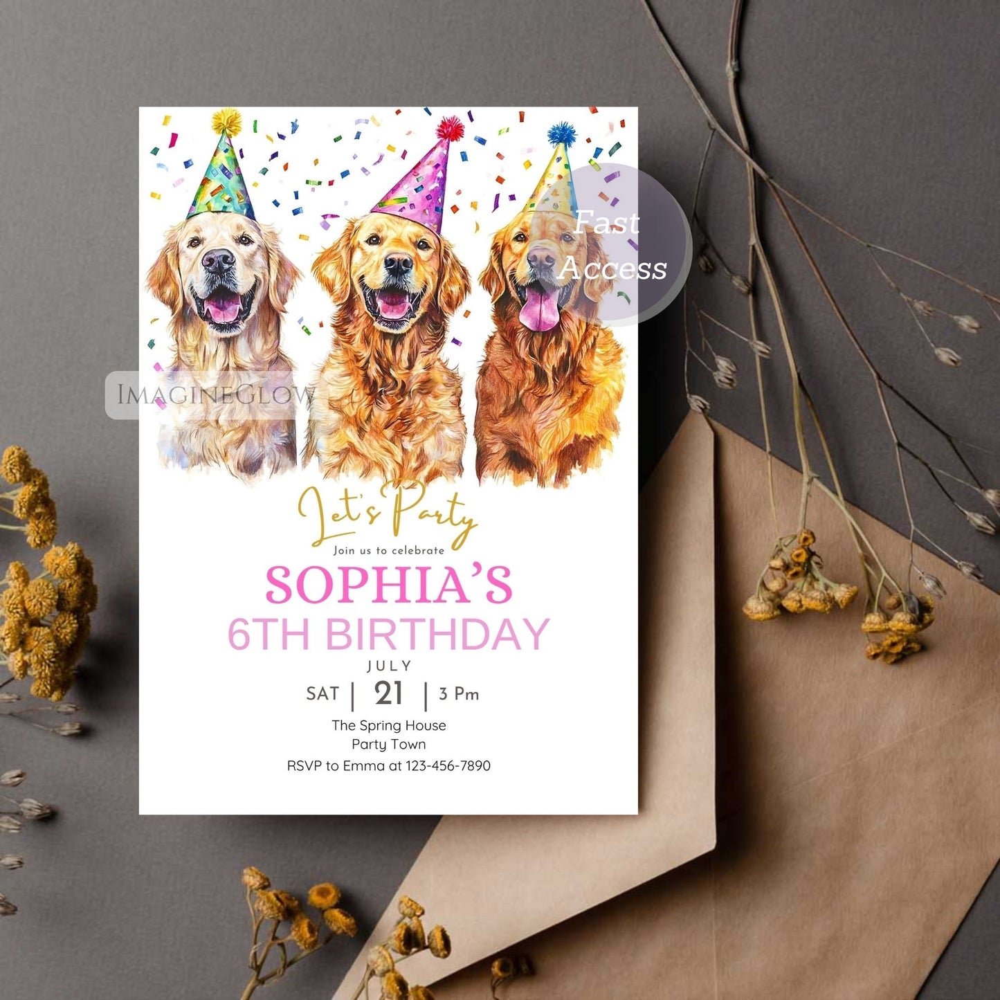 puppy themed birthday card

